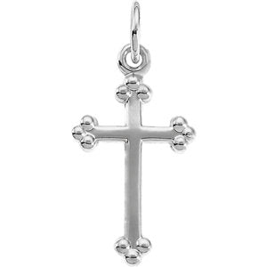 14K White 21x11 MM Cross Pendant