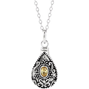 Sterling Silver November Birthstone Tear Ash Holder 18" Necklace
