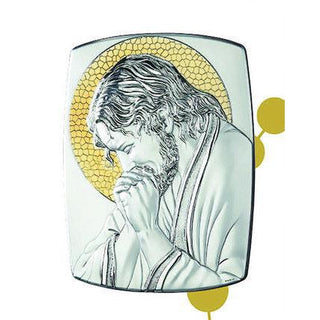 Praying Christ Sterling Silver on wood Plaque