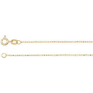 20-inch Diamond Cut Bead Chain with Spring Ring - 14K Yellow Gold