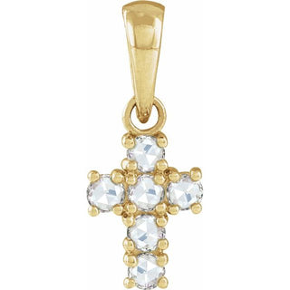 14K Yellow 1/8 CTW Rose-Cut Natural Diamond Cross Pendant