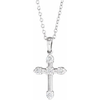 14K White 1/6 CTW Natural Diamond Cross 16-18" Necklace