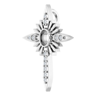 14K White 4x3 mm Oval .06 CTW Natural Diamond Semi-Set Nativity Cross Pendant