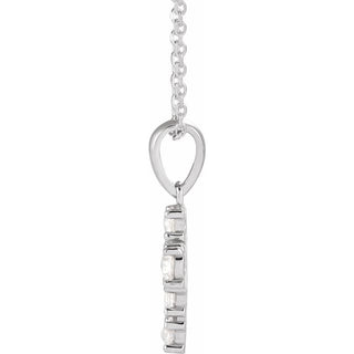 14K White 3/8 CTW Rose-Cut Natural Diamond Cross 16-18" Necklace