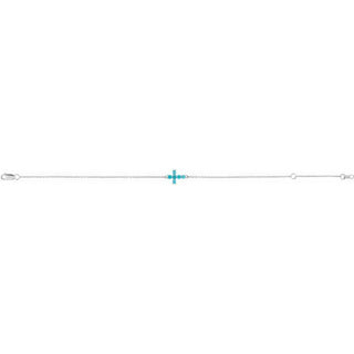 Sterling Silver Natural Turquoise Sideways Cross 6 1/2-7 1/2" Bracelet