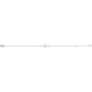 Sterling Silver 1/8 CTW Rose-Cut Natural Diamond Sideways Cross 6 1/2-7 1/2" Bracelet