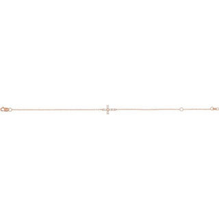 14K Rose 1/8 CTW Rose-Cut Natural Diamond Sideways Cross 6 1/2-7 1/2" Bracelet