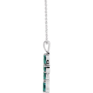 Sterling Silver Lab-Grown Alexandrite Cross 16-18" Necklace