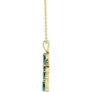14K Yellow Lab-Grown Alexandrite Cross 16-18" Necklace