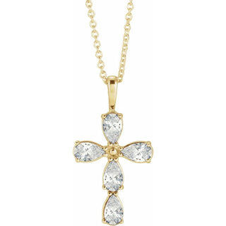 14K Yellow 1 CTW Natural Diamond Cross 16-18" Necklace