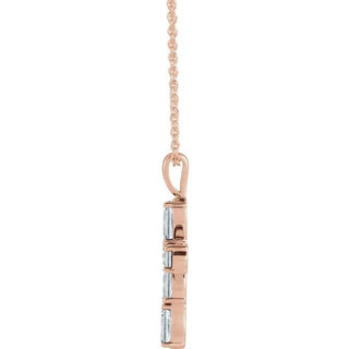 14K Rose 1 CTW Natural Diamond Cross 16-18" Necklace