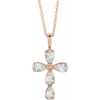 14K Rose 1 CTW Natural Diamond Cross 16-18" Necklace