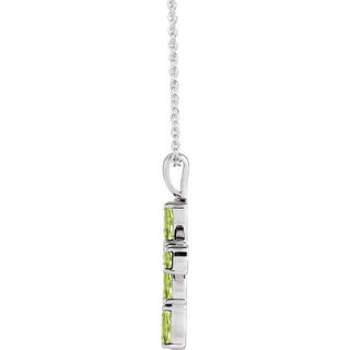 Sterling Silver Natural Peridot Cross 16-18" Necklace