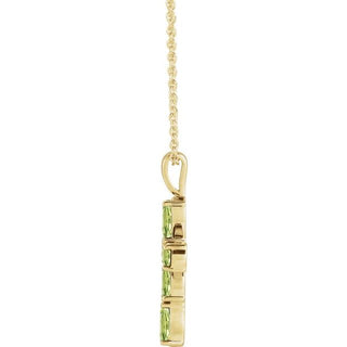 14K Yellow Natural Peridot Cross 16-18" Necklace