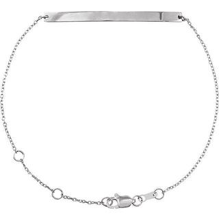 14K White Engravable Skinny Bar 6 1/2-7 1/2" Bracelet