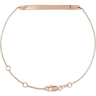 14K Rose Engravable Skinny Bar 6 1/2-7 1/2" Bracelet