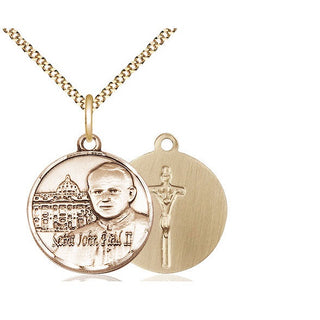 14kt Gold Filled Saint John Paul II Vatican Medal Religious Jewelry
