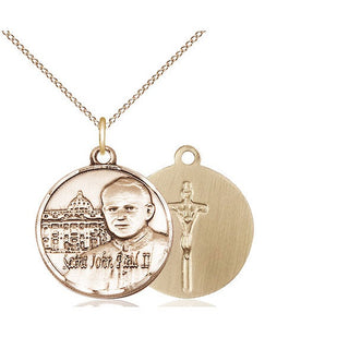 14kt Gold Filled Saint John Paul II Vatican Medal Religious Jewelry
