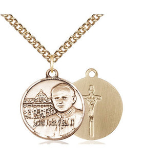 14kt Gold Filled Saint John Paul II Vatican Medal Religious Jewelry