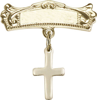 14kt Gold Filled Badge Pin Cross Baby Badge