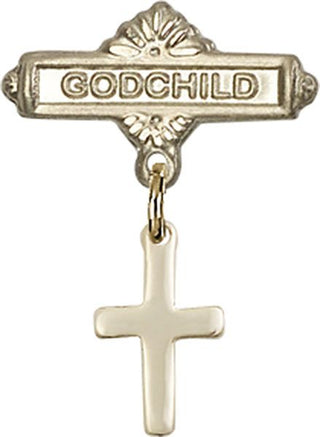 14kt Gold Filled Godchild Cross Baby Badge