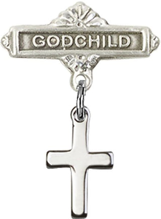 Sterling Silver Godchild Cross Baby Badge