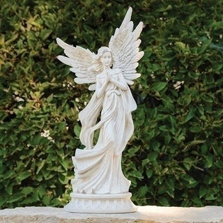 19.25-Inch Angel With Pedestal Garden Statue