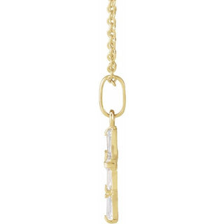 14K Yellow Imitation White Cubic Zirconia Cross Youth 15" Necklace  