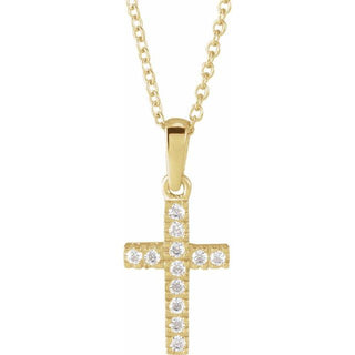 14K Yellow Imitation White Cubic Zirconia Cross 15" Necklace