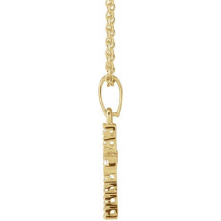14K Yellow Imitation White Cubic Zirconia Cross 15" Necklace