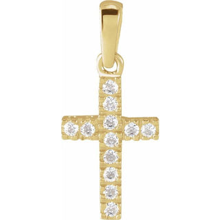 14K Yellow Imitation White Cubic Zirconia Cross Pendant