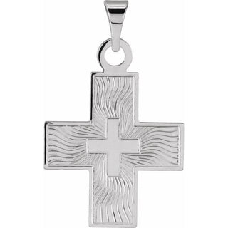 14K White 15.5x14 mm Greek Cross Pendant
