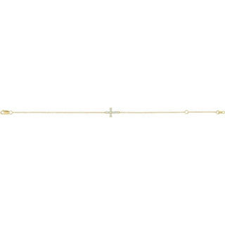14K Yellow Natural White Opal Sideways Cross 6 1/2-7 1/2" Bracelet