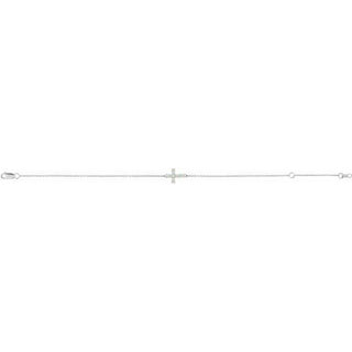 14K White Natural White Opal Sideways Cross 6 1/2-7 1/2" Bracelet