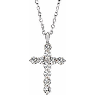 Sterling Silver 1/3 CTW Natural Diamond Cross 16-18" Necklace