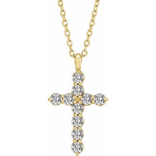 14K Yellow 1/3 CTW Natural Diamond Cross 16-18" Necklace