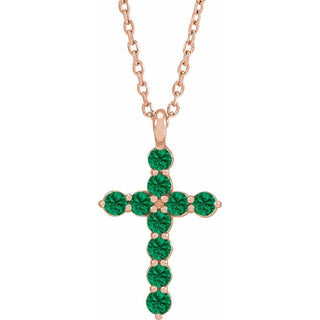 14K Rose Lab-Grown Emerald 16-18" Necklace