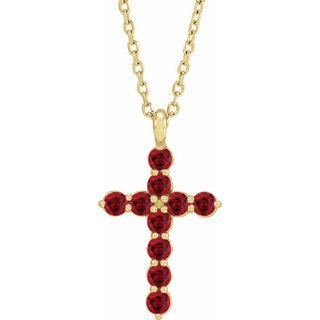 14K Yellow Lab-Grown Ruby 16-18" Necklace