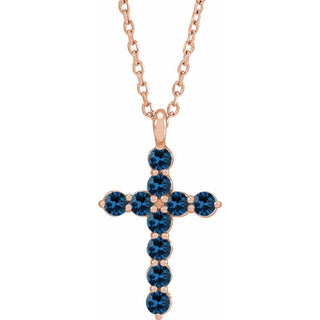 14K Rose Lab-Grown Blue Sapphire 16-18" Necklace
