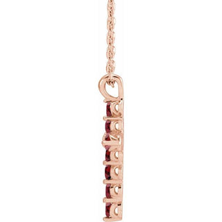 14K Rose Natural Mozambique Garnet Cross 16-18" Necklace