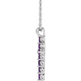 Sterling Silver Natural Amethyst Cross 16-18" Necklace