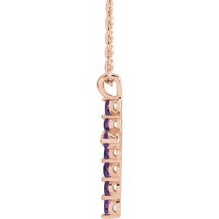14K Rose Natural Amethyst Cross 16-18" Necklace