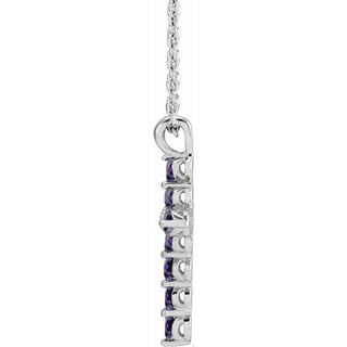 14K White Natural Alexandrite Cross 16-18" Necklace