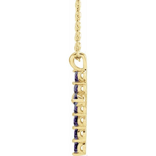 14K Yellow Natural Alexandrite Cross 16-18" Necklace