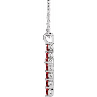 Sterling Silver Lab-Grown Ruby 16-18" Necklace