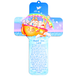 7 inch Noah's Ark with Prayer Wall Plaque Cross