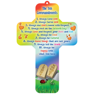 7 inch The Ten Commandments Wall Plaque Cross