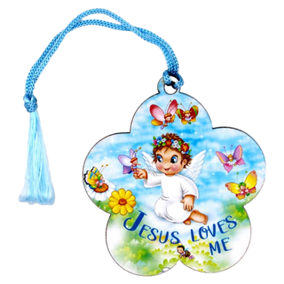 6-pack - Baby's Flower Wooden Crib Ornament for Boys