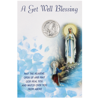 6-pack - Get Well soon - Lady of Lourdes Card with Removable Token