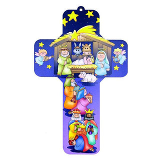 Cross with Nativity and Blue Angels